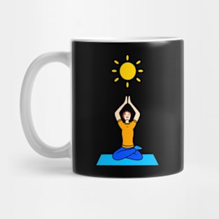 Pretty cartoon yoga woman spiritual pose Mug